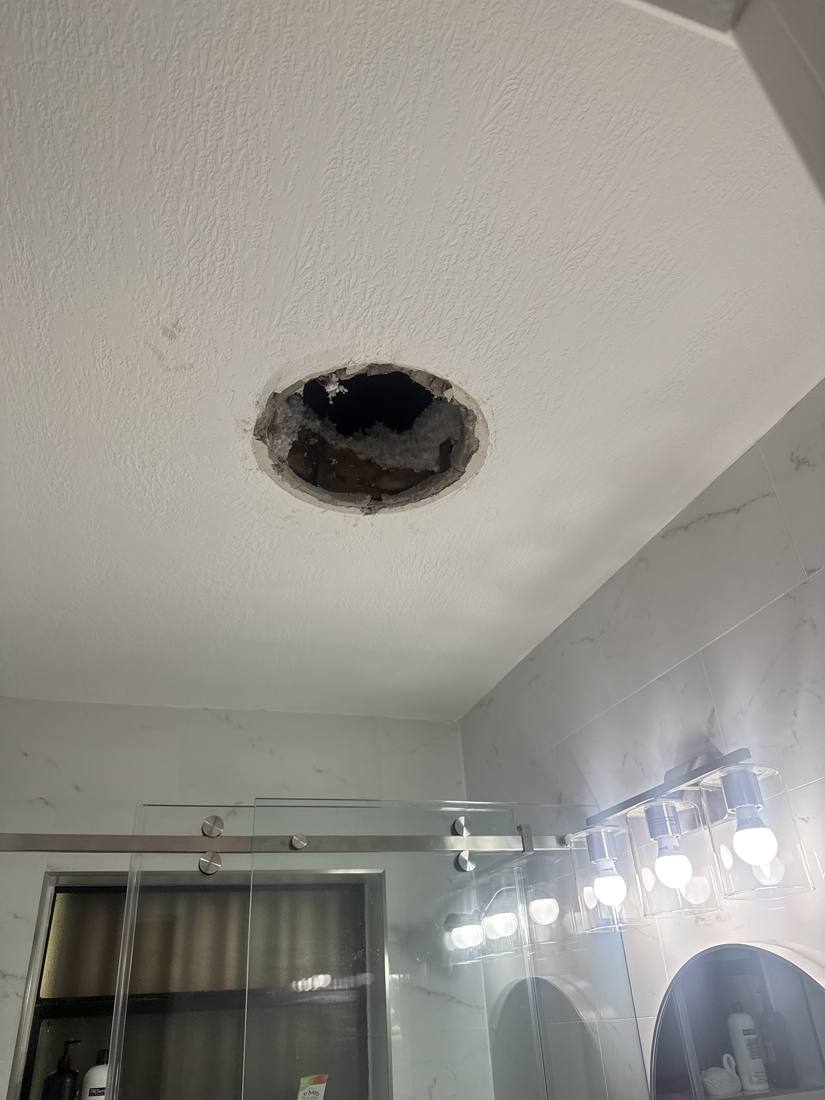 Hole in bathroom ceiling