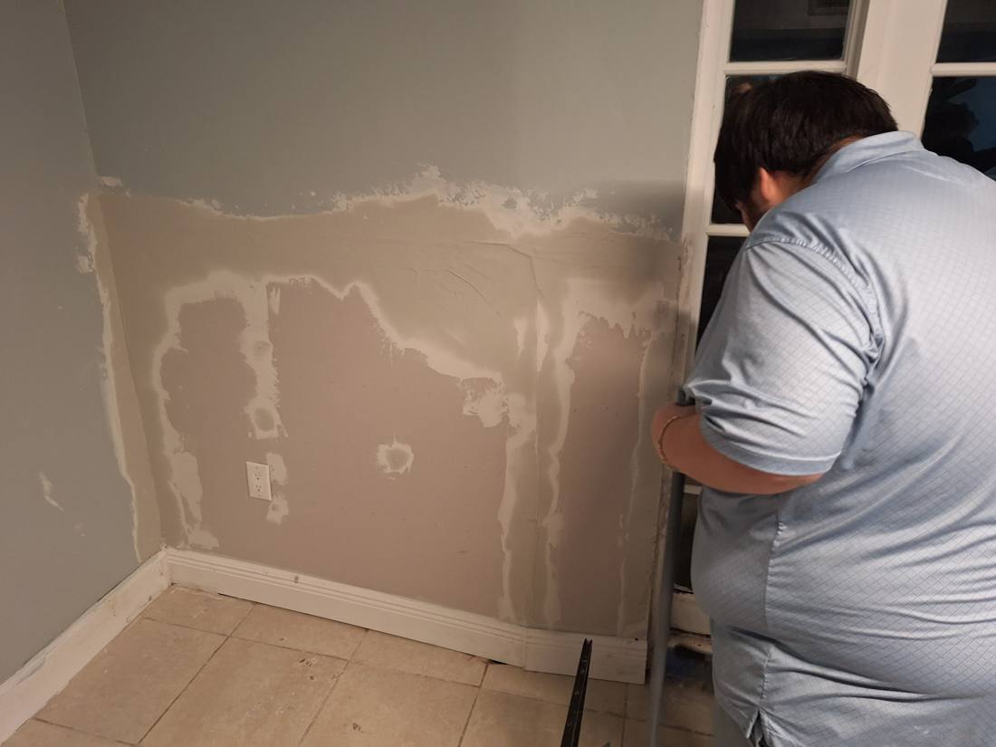New drywall installed and patched