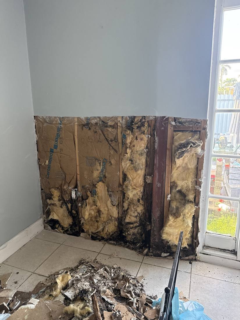 Wall opened up after water damage