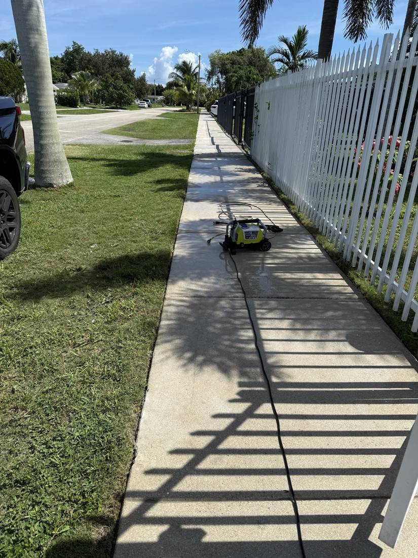 Sidewalk after pressure washing